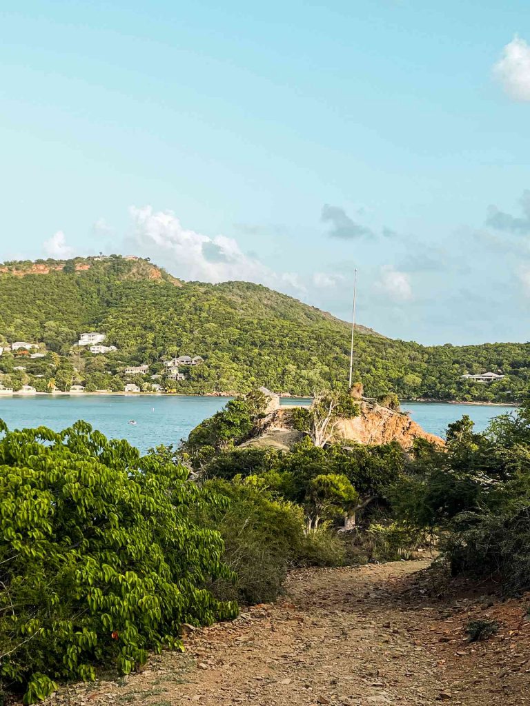 View of the harbor from the hiking trail in Antigua. Sir Vivian Richards & don’t hike in flip flops