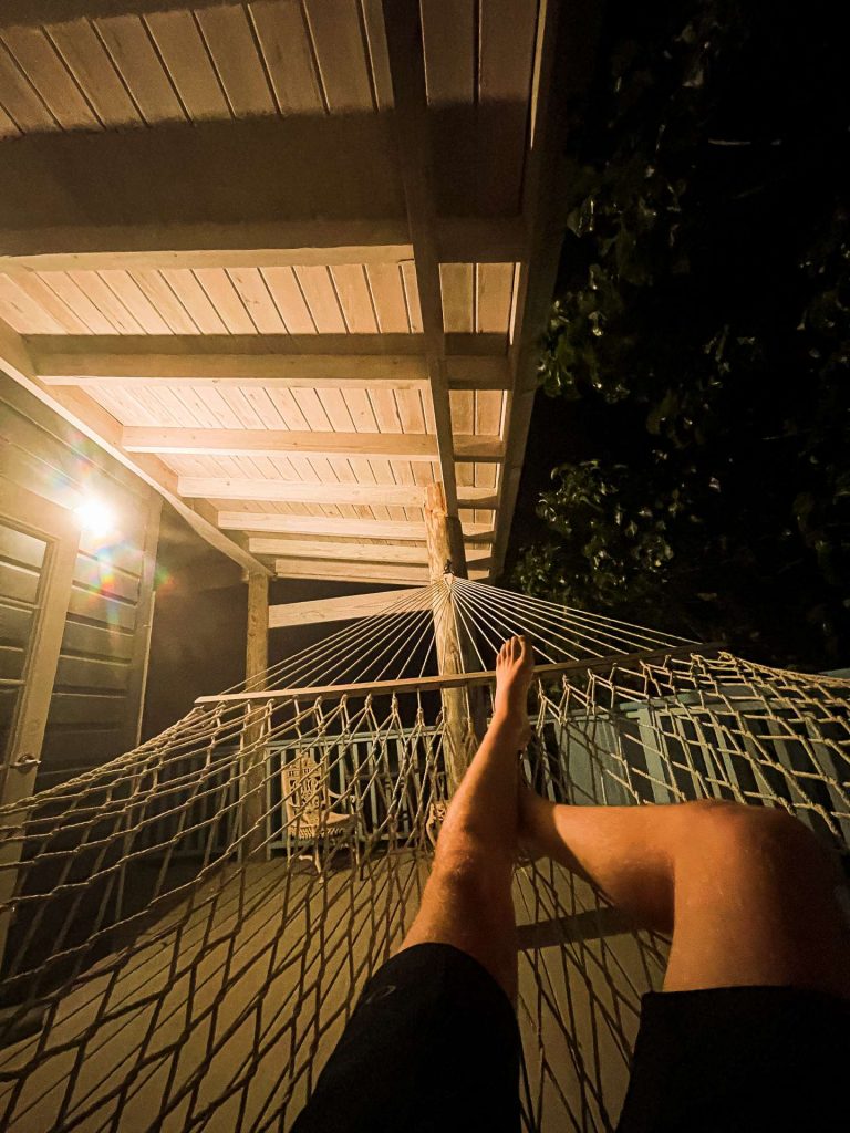 Resting legs on a hammock in British Virgin Islands. BVI has me