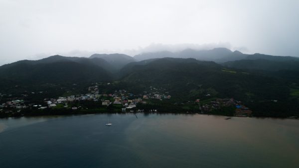 Aerial view of the island by the sea in Dominica. Quading & getting ghosted by my hotel in Dominica