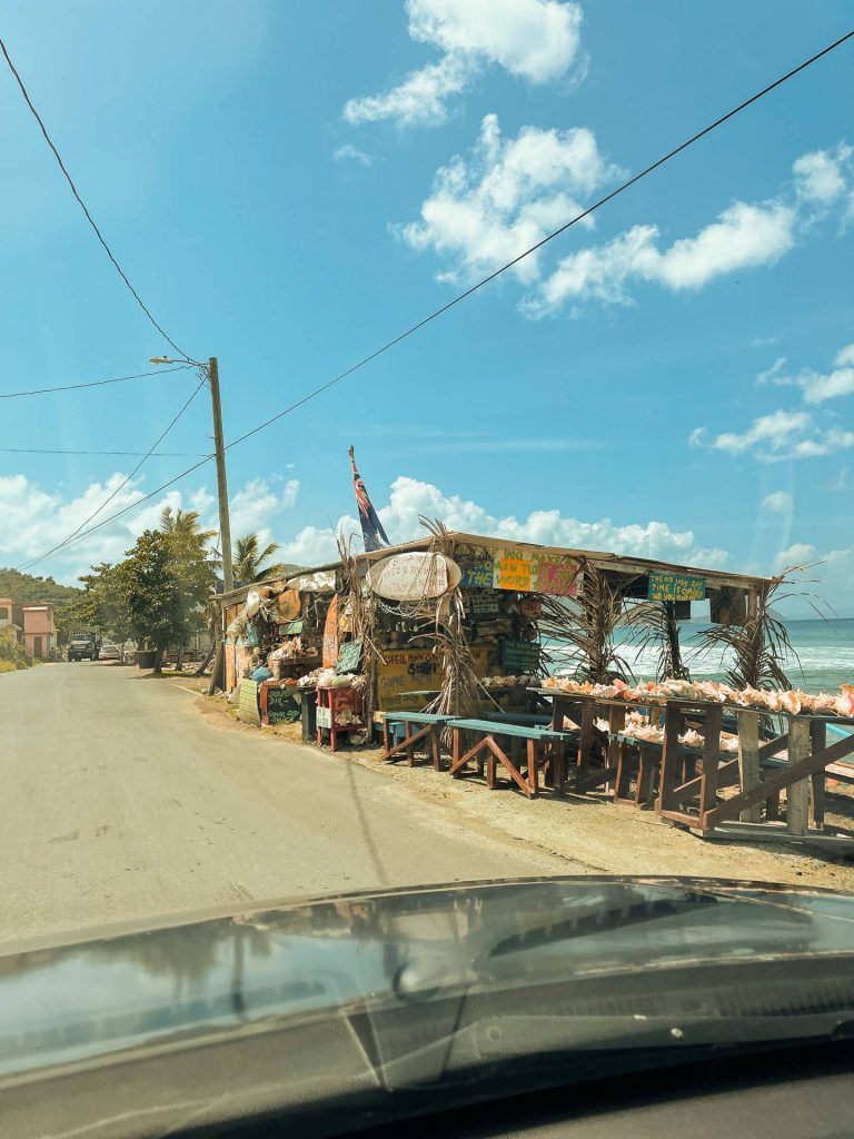 Roadside stalls during road trip in British Virgin Islands. BVI has me