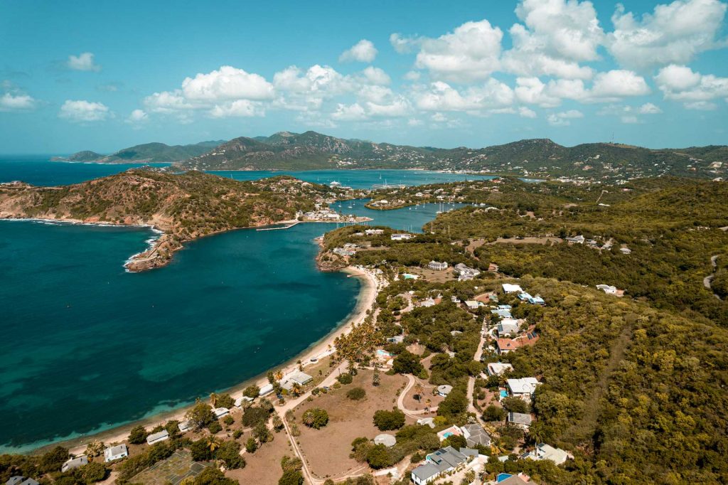 Aerial view of Shirly Heights in Antigua. A day of beaches in Antigua
