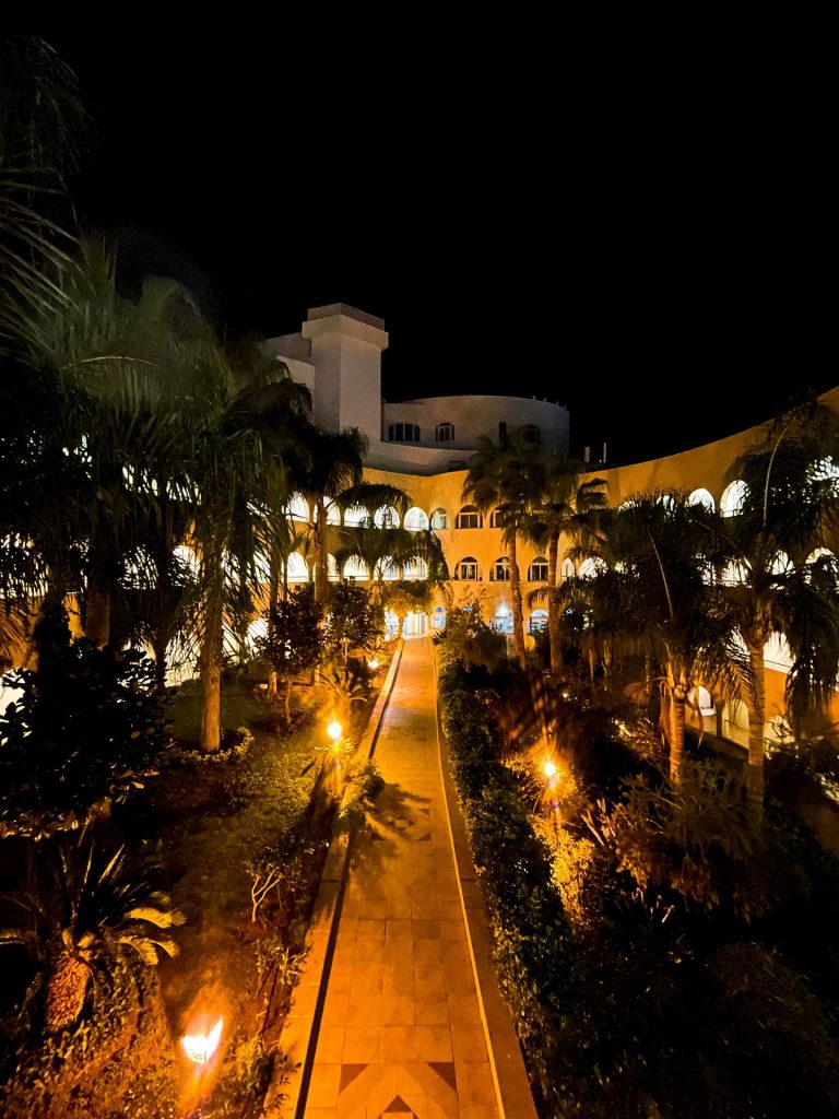 Lighted patio at night in Latakia. Whats the krak in Syria