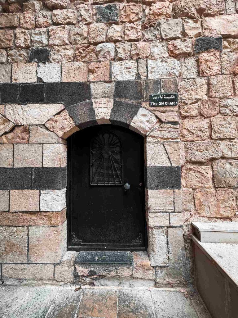 Medieval door of Old Church in Latakia. Whats the krak in Syria