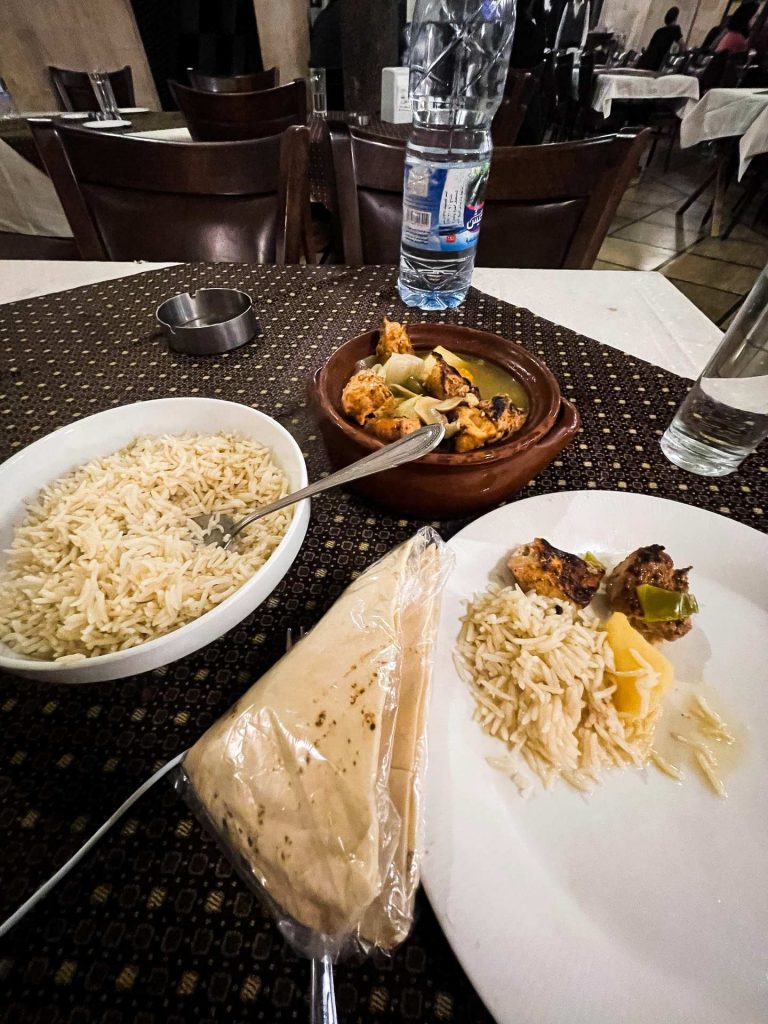 Rice and chicken stew at restaurant in Hama in Aleppo. A day in Hama, Syria