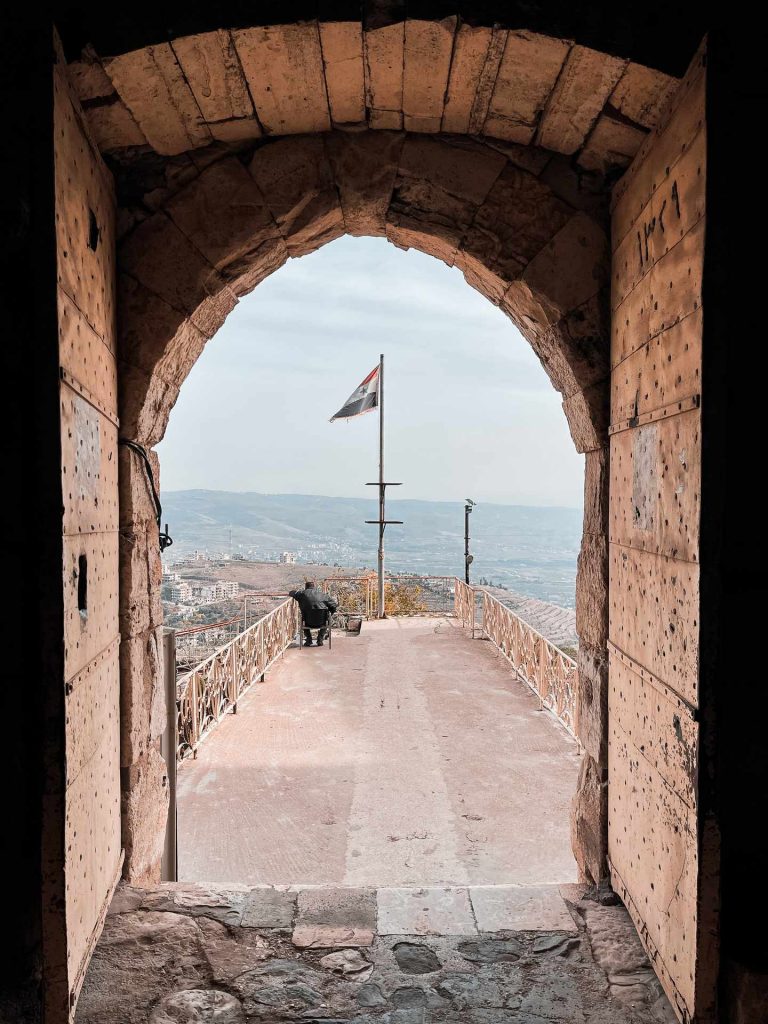 Doorway ti balcony in Krak Des Chevaliers castle. Whats the krak in Syria