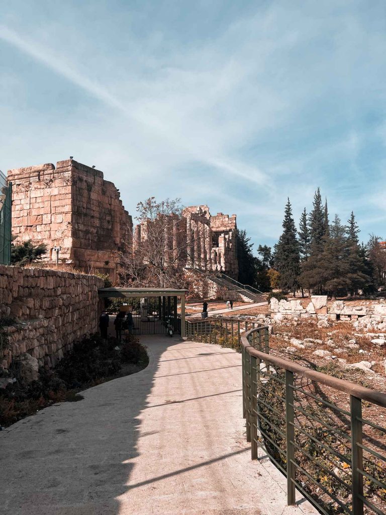 Path to ruins on a sunny day in Baalbek, Lebanon. The worst driver and Baalbek