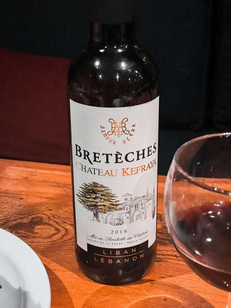 Bottle of Breteches wine in Baalbek, Lebanon. The worst driver and Baalbek
