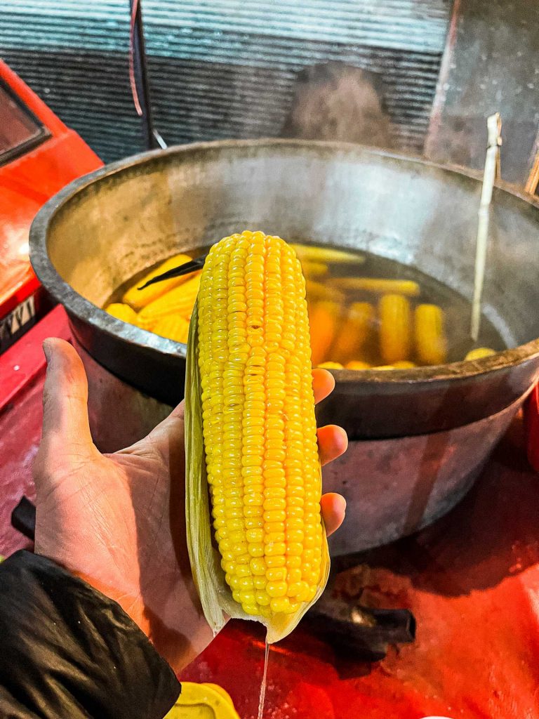 Boiled corn at hand in Damascus, Syria. A day in Damascus