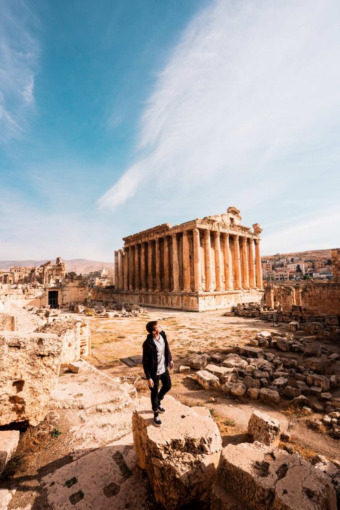 David Simpson standing on archaeological site in Baalbek. The Syrian Series reflection post