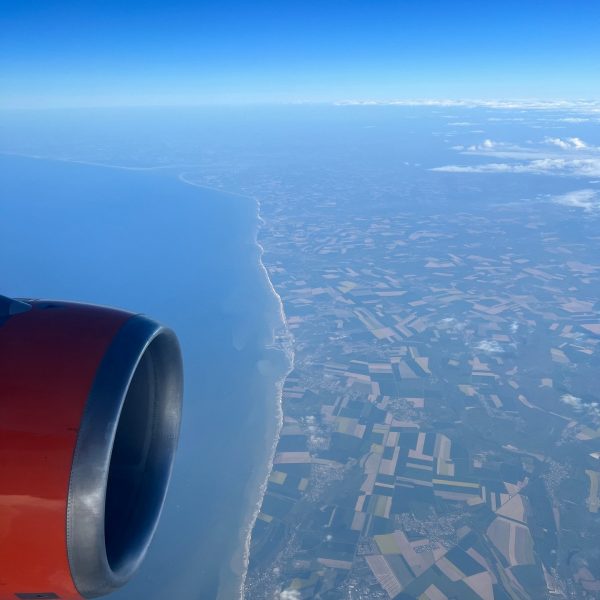Plane window view in Le Mans, France. Is this the best island in the world?