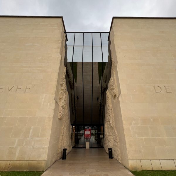 Entrance to Caen Memorial in Normandy, France. The best viewpoint, museum and cafe in France
