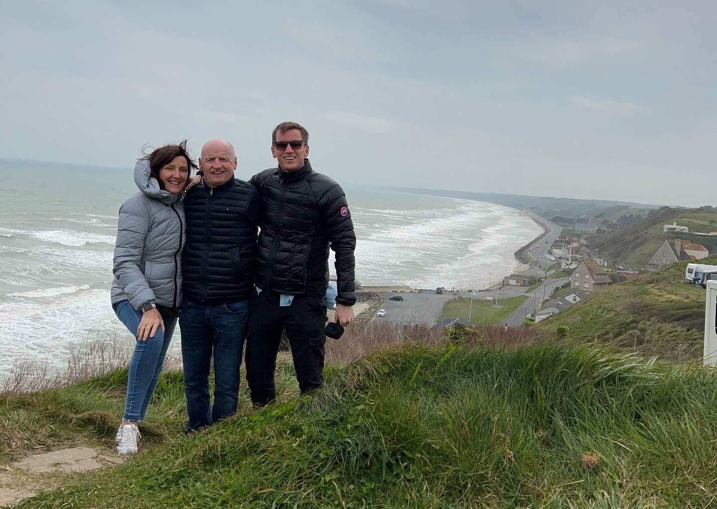 David Simpson and mom and dad in Omaha beach in Normandy, France. Is there any such thing as a good beach in Normandy?