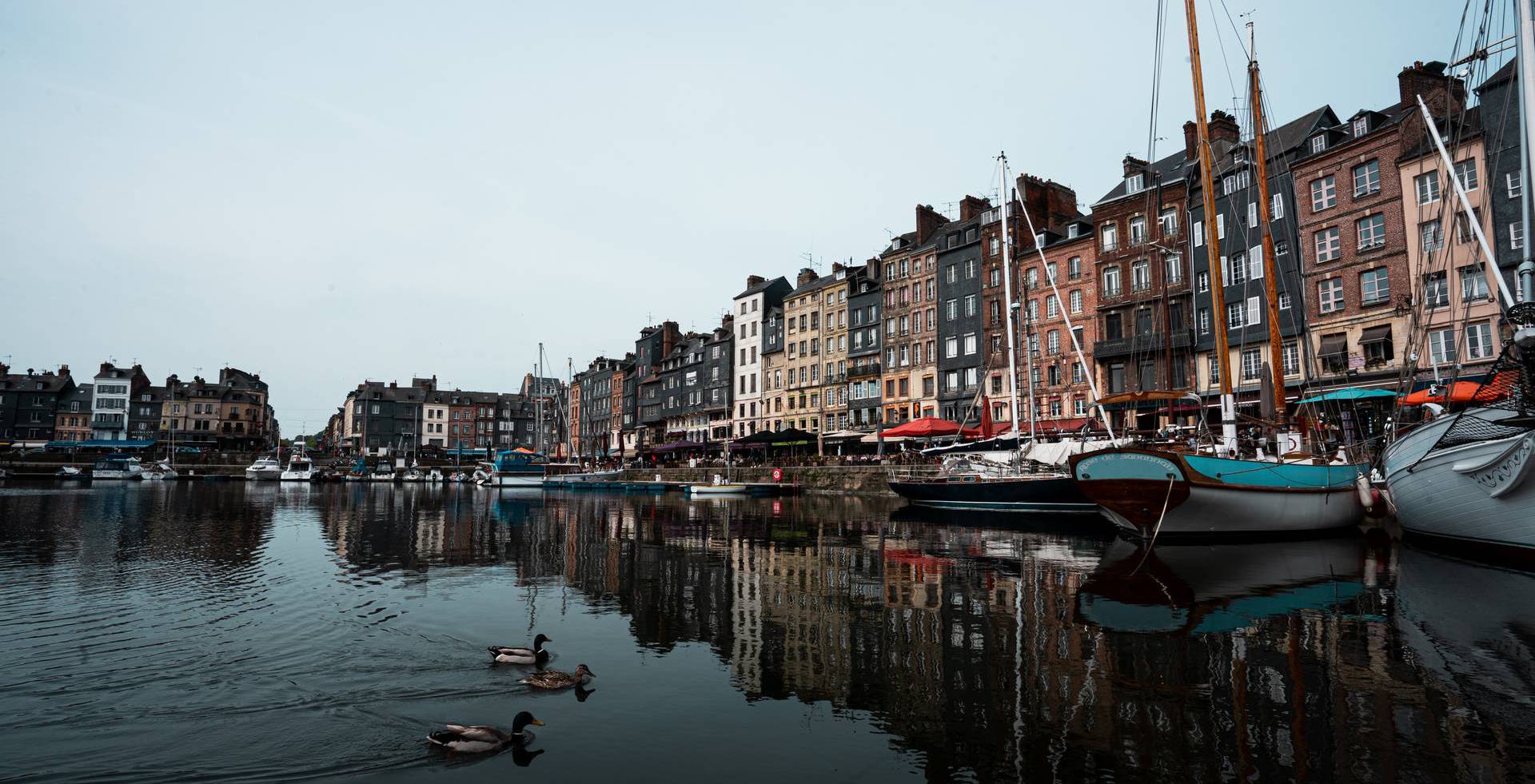 Harbor at Honfleur in Normandy, France. The best viewpoint, museum and cafe in France