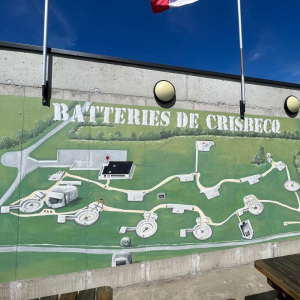Map mural in Crisbecq Battery in Normandy, France. The best steak & omelette in the world in the same day