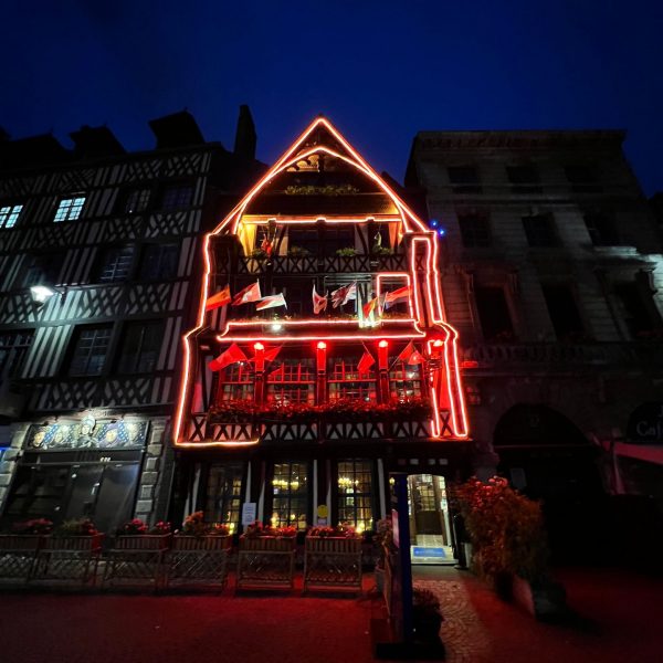 Restaurant at Rouen in Normandy, France. The best viewpoint, museum and cafe in France
