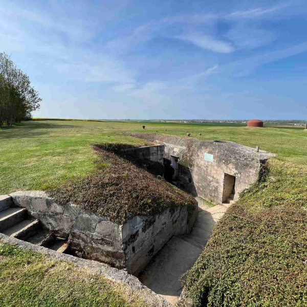 Trench entrance in Site Fortifie Hillman in Normandy, France. Is there any such thing as a good beach in Normandy?