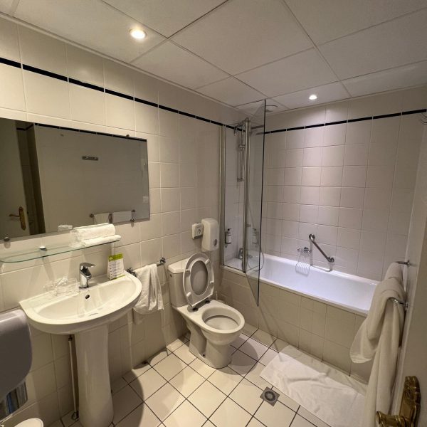 Hotel bathroom accommodations in Le Mans, France. Is this the best island in the world?