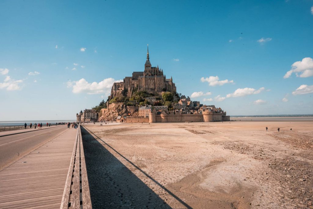 View of the castle from afar in Mont Saint Michel, France. Is this the best island in the world?