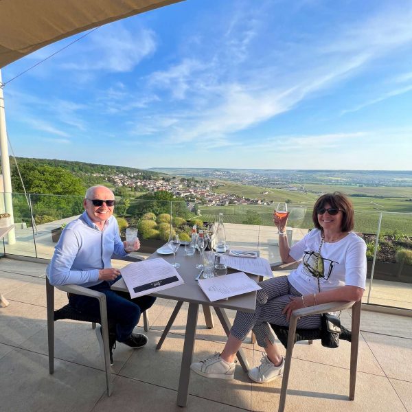 Mom and dad at Le Bellevue Restaurant in Champagne, France. Verdun, Riems & Champagne