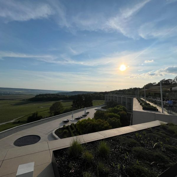 Sunset at Le Bellevue Restaurant in Champagne, France. Verdun, Riems & Champagne