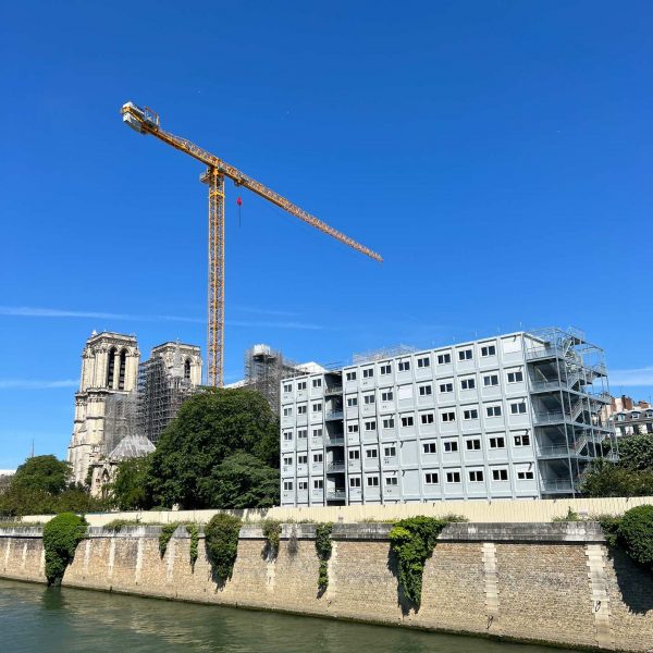 Construction by the river in Paris, France. Finishing up in Paris