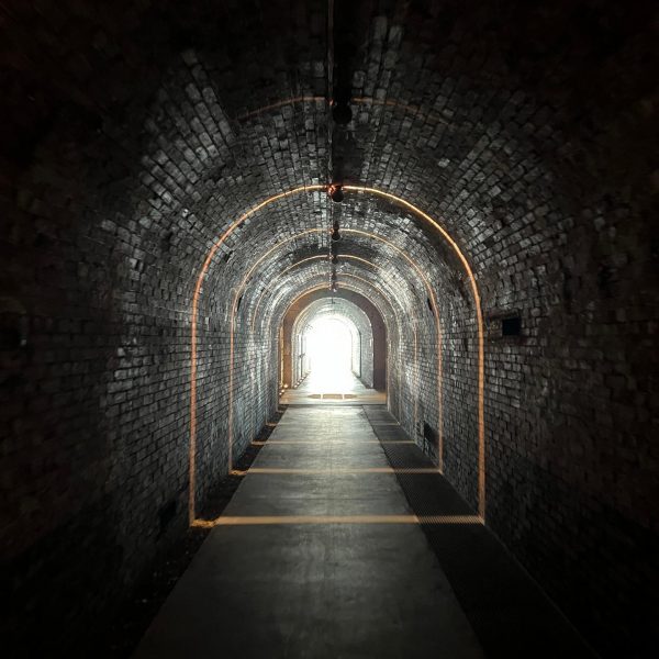 Dark corridor at Underground Citadel in Verdun, France. Verdun, Riems & Champagne