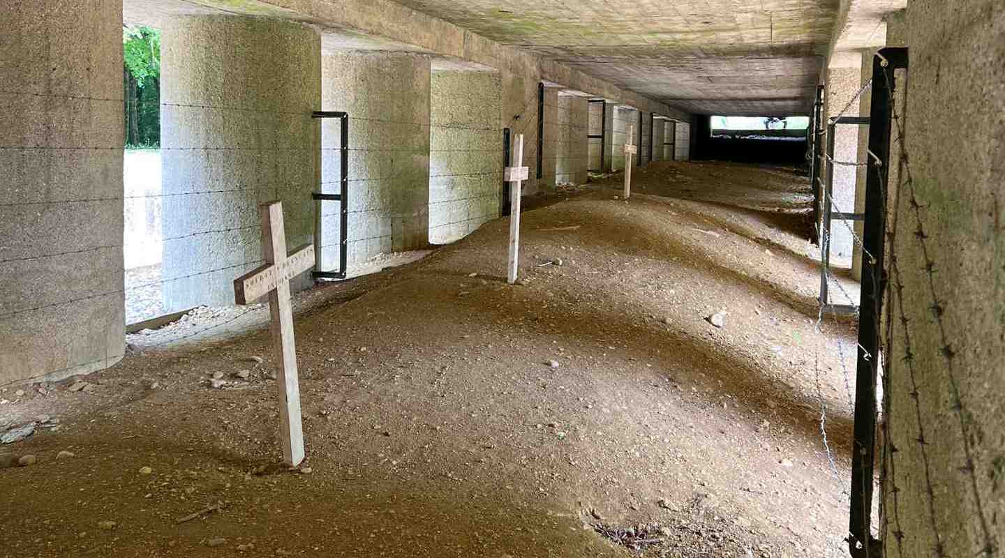Cross grave markers in Trench of Bayonets, France. Verdun, Riems & Champagne