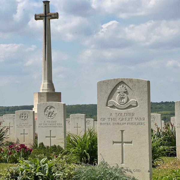 Tombstones at Thiepval Museum in Somme, France. The Battle of the Somme