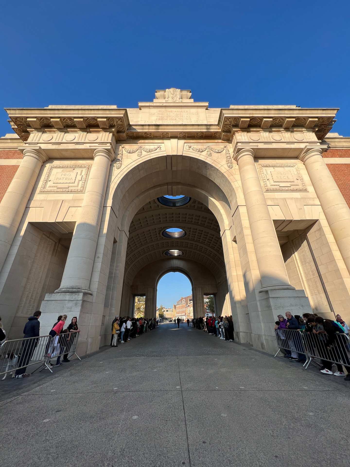 People attending ceremony in Menin Gate, Belgium. The escape of Dunkirk