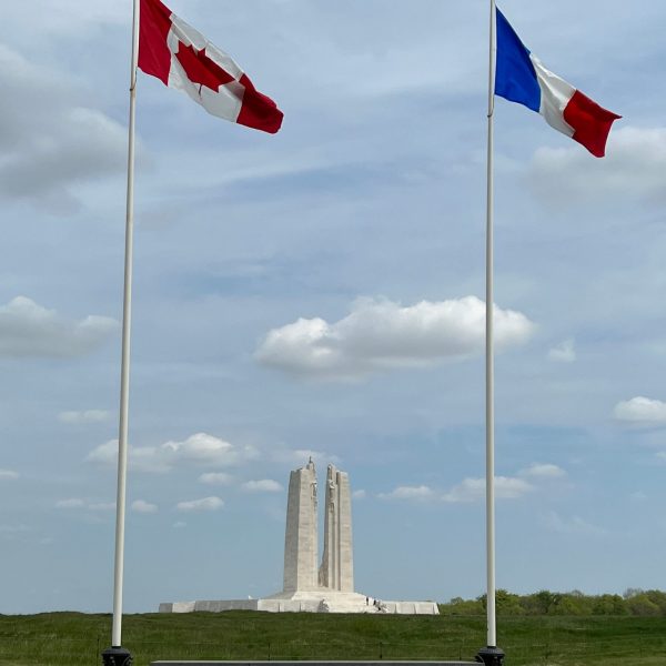 Flags in Vimy Ridge Memorial, France. The escape of Dunkirk