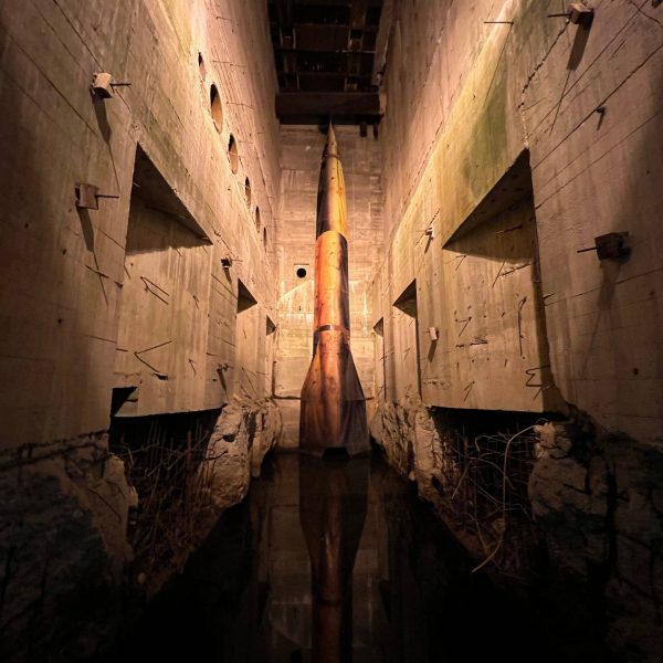Rocket silo inside concrete bunker in Eperlecques, France. The escape of Dunkirk
