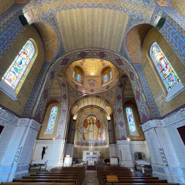 Inside cathedral in Ossuaire Notre-Dame de Lorette, France. The worst hotel owner in Europe
