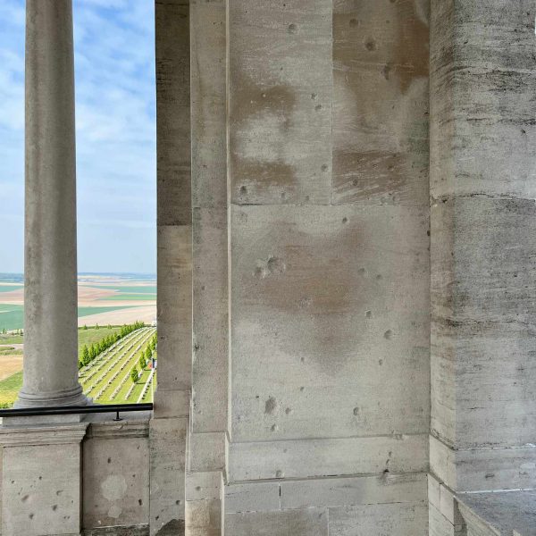 Concrete walls and pillars at Australian National Memorial Cemetery, France. The Battle of the Somme