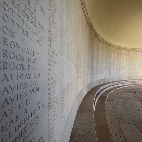 Wall of names in Arras Memorial, France. The escape of Dunkirk