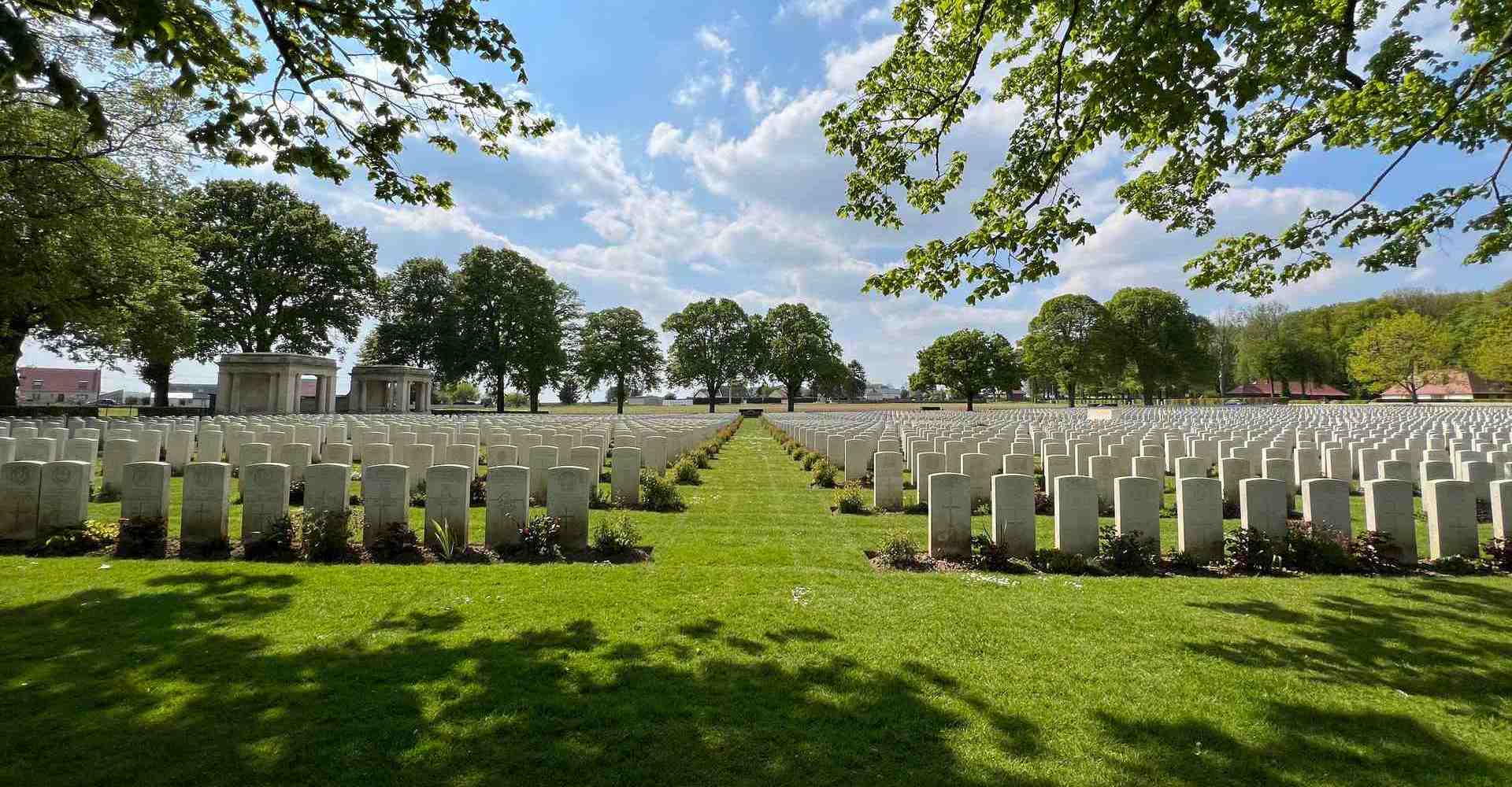 Tombstones in Delvillewood Cemetery, France. The Battle of the Somme
