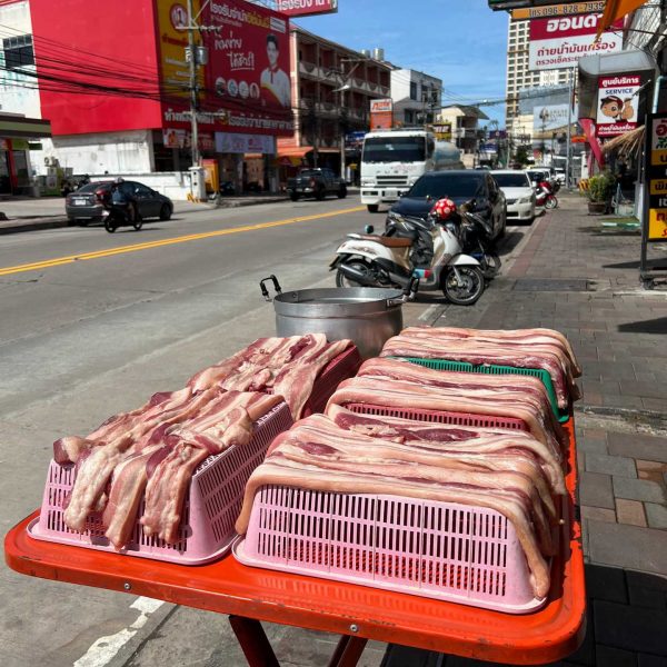 Bacon drying in the sun in Pattaya, Thailand. A Mcdonalds feast and the Sanctuary of Truth