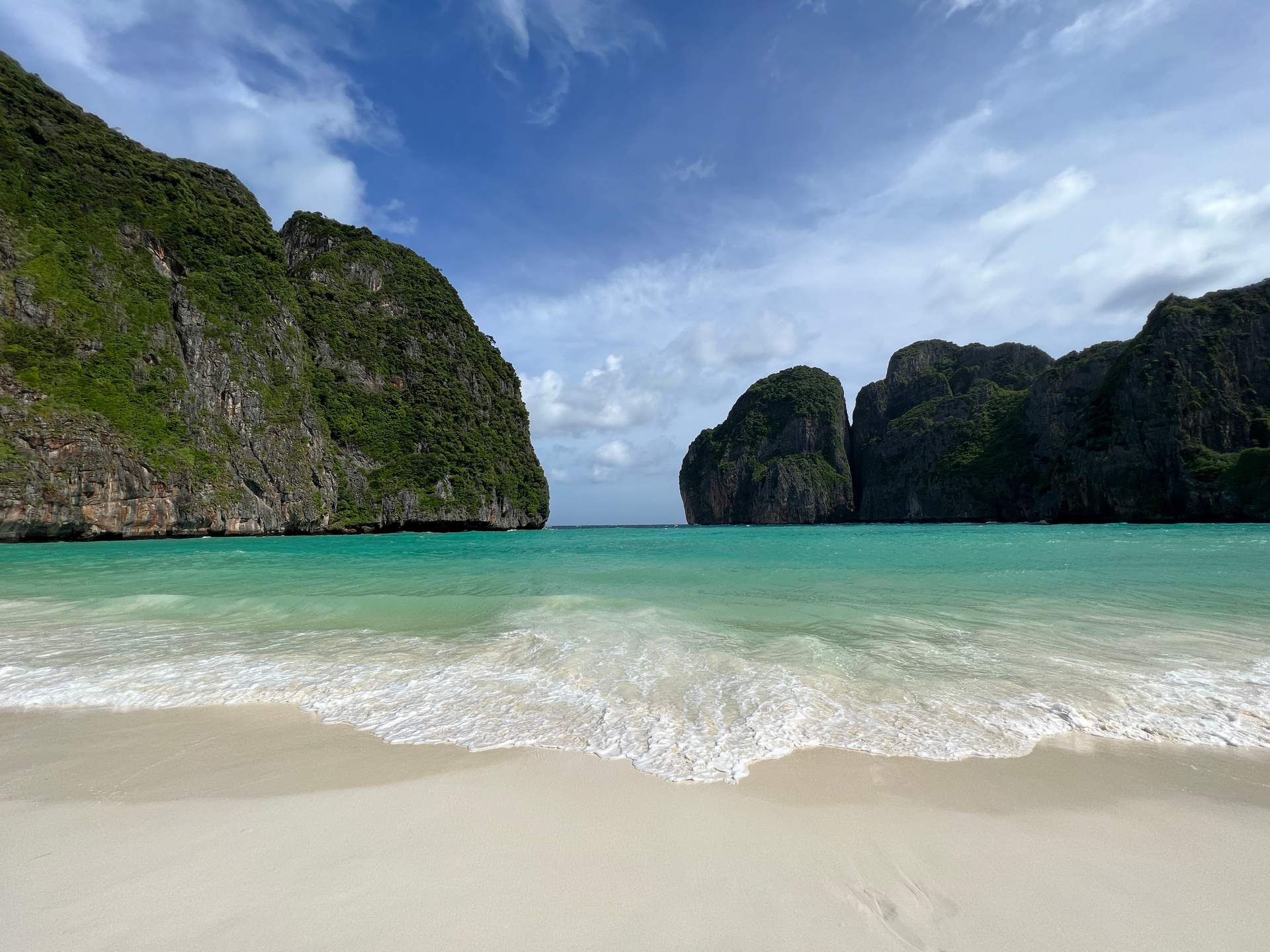 Maya Bay beach in Thailand. Boat ride from hell, island hopping from heaven