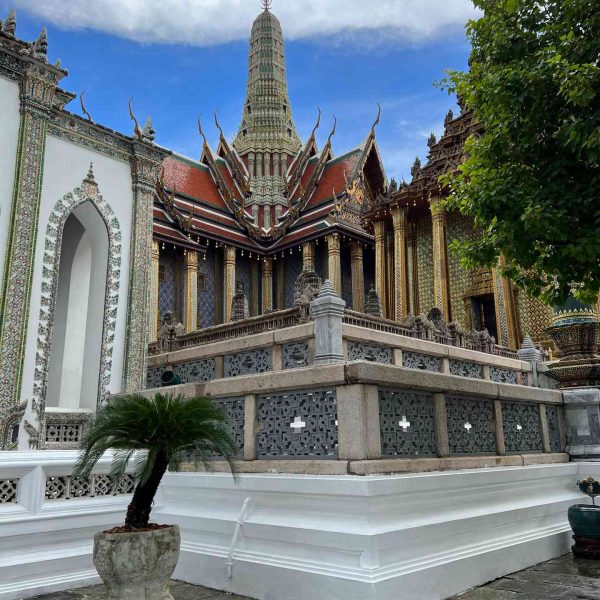 Exterior of the Royal Palace in Thailand. Grand Palaces, ear orgasms and Khaosan Road