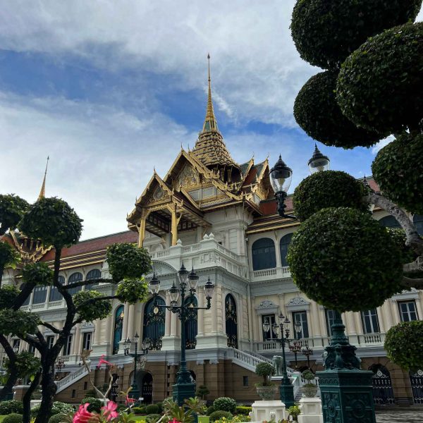 Beautiful garden of the Royal Palace in Thailand. Grand Palaces, ear orgasms and Khaosan Road