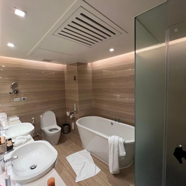 Hotel bathroom accommodations in Patpong, Thailand. Arriving in Thailand post Covid