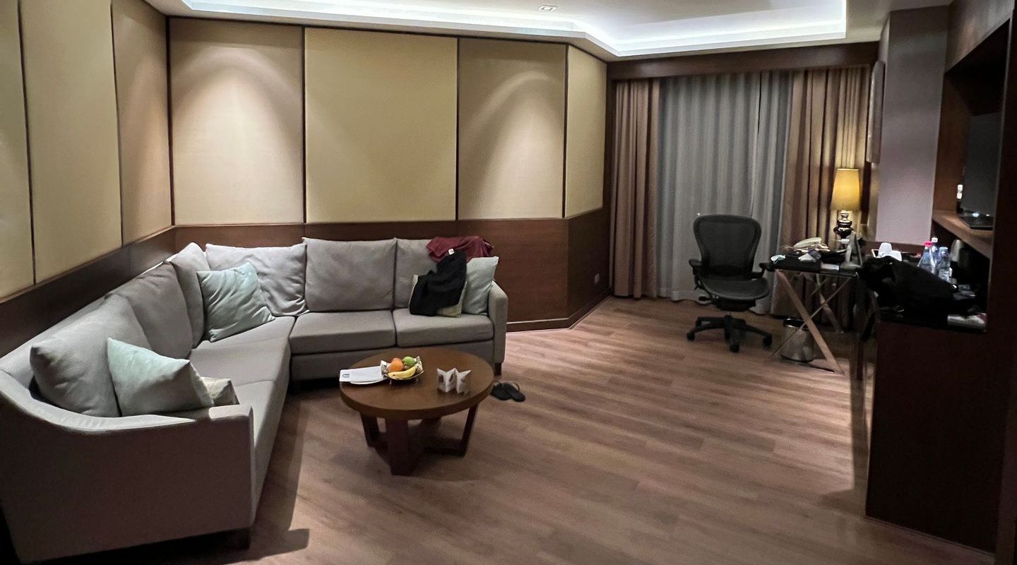 Hotel living room accommodations in Patpong, Thailand. Arriving in Thailand post Covid