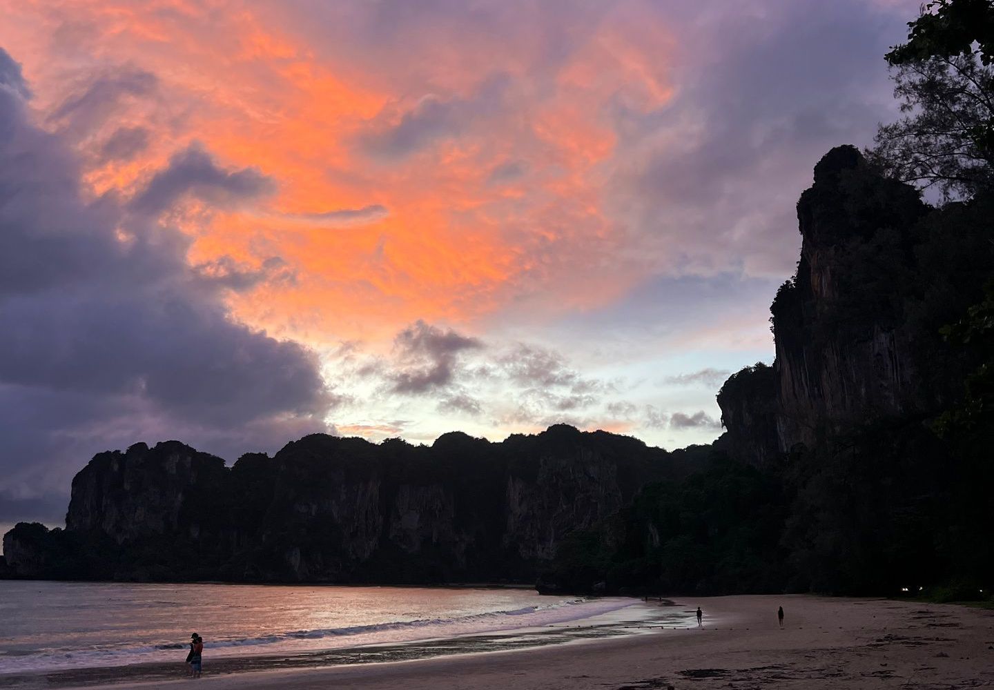 Sunset at the beach in Railay Beach Resort, Thailand. Arriving at Railay Beach and leaving my flip flops