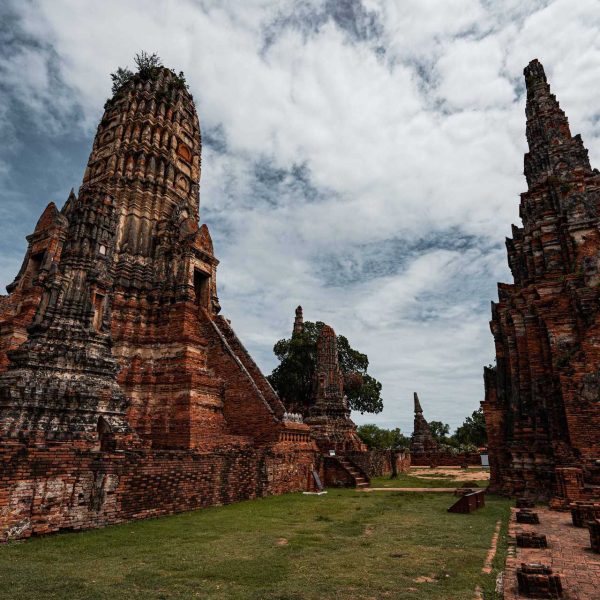 Temples on a cloudy day in Ayutthaya, Thailand. Ayutthaya, food frenzy & cryo time