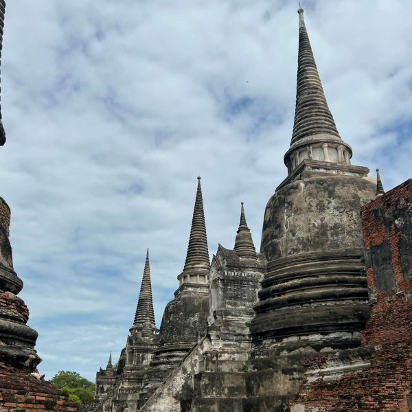 Temples on a cloudy day in Ayutthaya, Thailand. Ayutthaya, food frenzy & cryo time