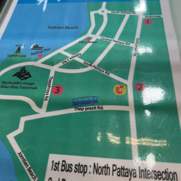 Bus route in Pattaya, Thailand. A make over on Pattaya Beach