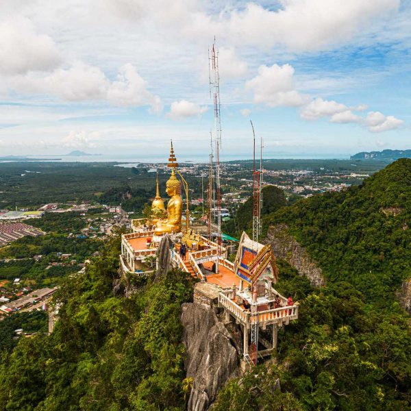 Aerial view of Tiger Temple, Thailand. Railay Viewpoint, Tiger Temple & the best Tom Yum in Thailand
