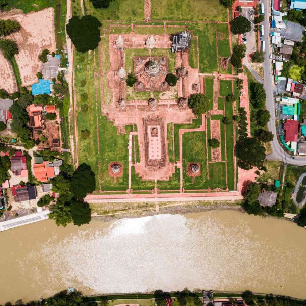 Aerial view of temples in Ayutthaya, Thailand. Ayutthaya, food frenzy & cryo time