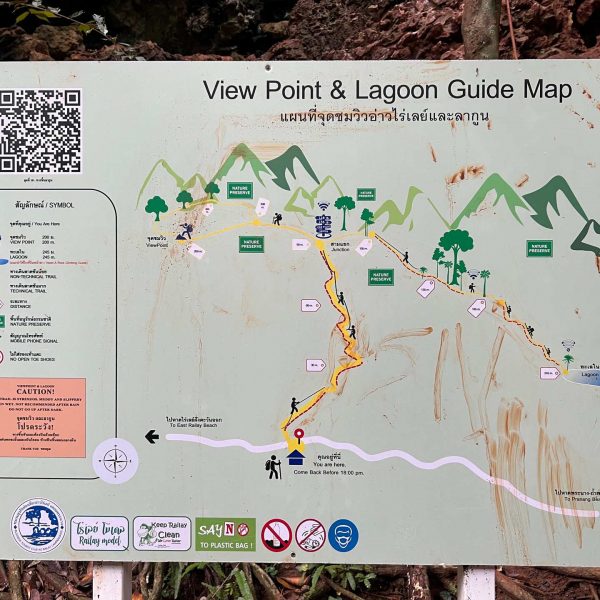 Map guide at wall in Railay Beach, Thailand. Railay Viewpoint, Tiger Temple & the best Tom Yum in Thailand