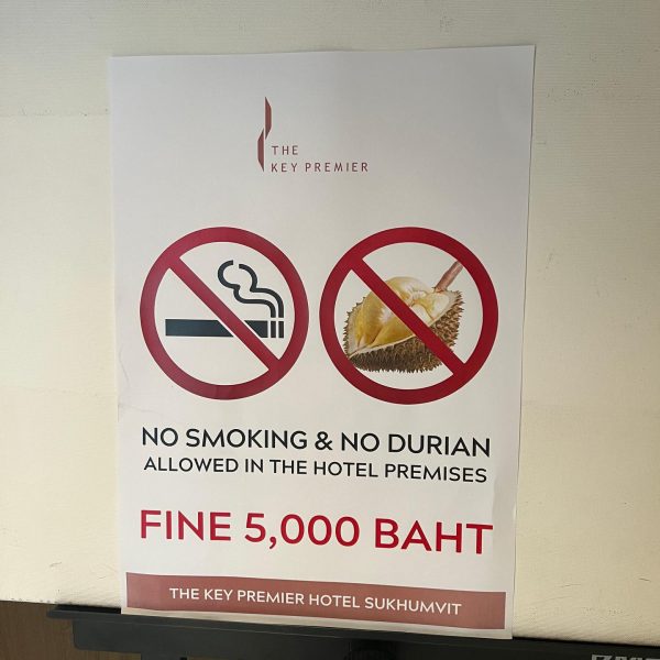 Sign at hotel in Bangkok, Thailand. Ayutthaya, food frenzy & cryo time