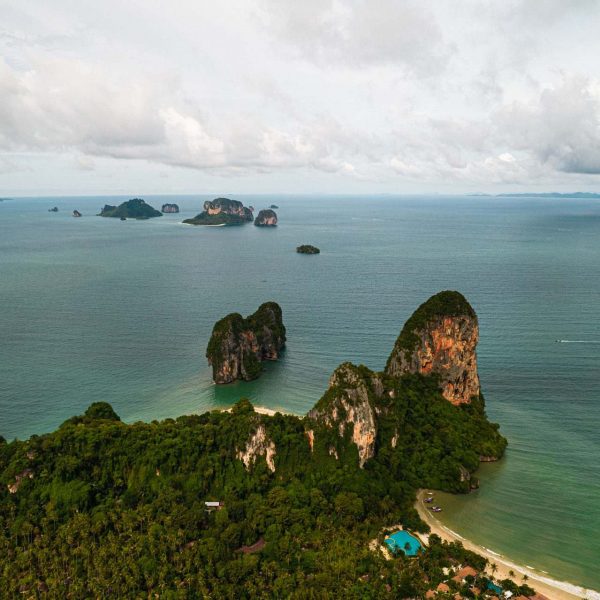 Aerial view of viewpoint in Railay Beach, Thailand. Railay Viewpoint, Tiger Temple & the best Tom Yum in Thailand